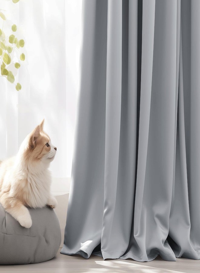 Beauoop Grey 100% Blackout Curtains 84 Inch Long 2 Panels for Bedroom Living Room Solid Room Darkening Thermal Insulated Soundproof Energy Saving Grommet Top Window Treatment Drapes,52x84 2 Set - Image 2